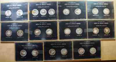1972 Danbury Mint – Men in Space Series – 23 Sterling Silver Medals in 11 holder
