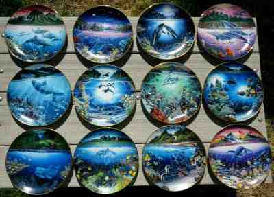 WHALE PLATES UNDERWATER PARADISE COMPLETE SET 12 ROBERT NELSON FROM DANBURY MINT