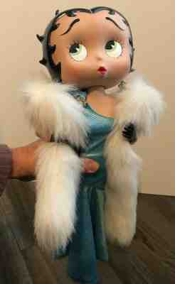 Betty Boop Porcelain Doll Collectible - Danbury Mint - Blue Dress & Fur 