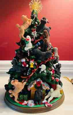 Danbury Mint Poodle Christmas Tree Lighted Figurine very rare and retired 