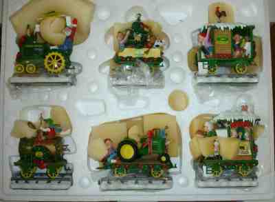 Danbury Mint - John Deere Christmas Train, 6 cars, tractors-corn syrup-caboose