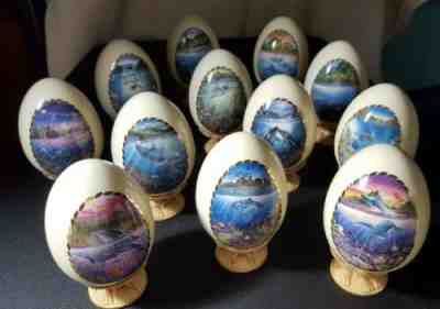 Danbury Mint Splendors of the Sea Porcelain Egg Collection 12 Eggs Dolphins 