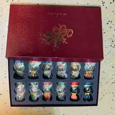 Danbury Mint Shih tzu christmas ornament figurine set of 12 in box puppy dog NIB