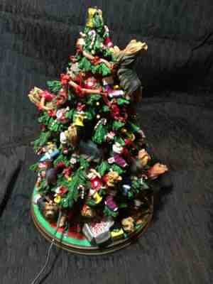 Danbury Mint Yorkie Yorkshire Terrier Dog Christmas Tree Lighted Figurine 13"