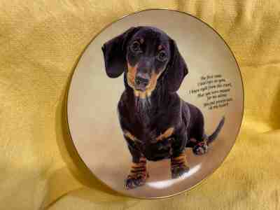 Danbury Mint Dachshund Dog Collector Plate - Paw Prints on My Heart