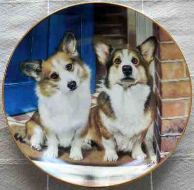 Welcoming Committee by Rick Garland Pembroke Welsh Corgi Danbury Mint Plate
