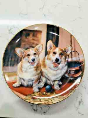 DANBURY MINT COLLECTOR PLATE CORGI PLAYFUL PALS" A3756 BY RICK GARLAND!
