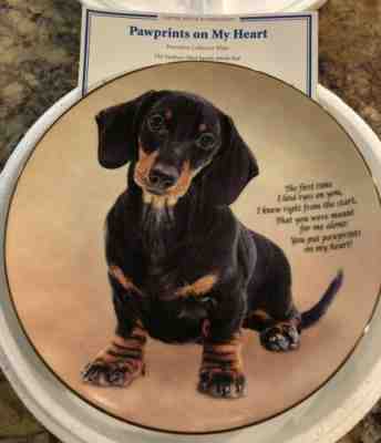 DANBURY MINT 3 DACHSHUND COLLECTOR PLATES TENDER MOMENT,  PAWPRINTS, THREE'S CO