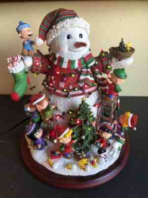Danbury Mint Peanuts Christmas Snowman  Charlie Brown Snoopy Lights Up Mint
