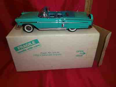 Danbury Mint Diecast 1958 Chevrolet Impala Convertible Turquoise  1/24 Scale