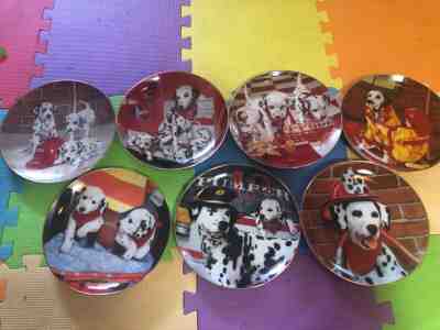 Danbury Mint Fire Capers Dalmation Plates by Marty Roper 1992 & AMOSKEAG PUMPER