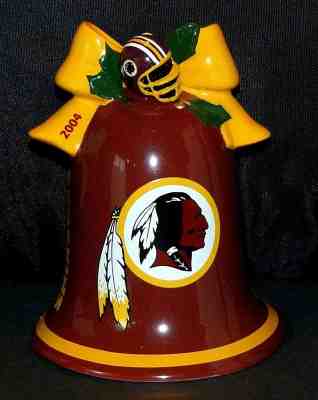DANBURY MINT ~ WASHINGTON REDSKINS ~ 2004 CHRISTMAS BELL ORNAMENT 