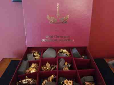 Danbury Mint Gold Ornaments - 2001 & 2002 - EUC Box Various Designs 11 Ornaments