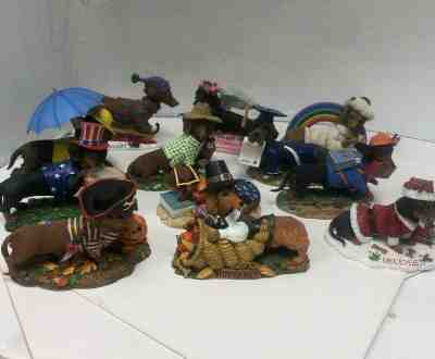 Danbury Mint Complete Set Dachshund Perpetual Calendar Figurines