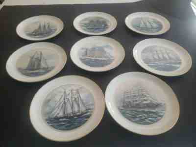 Set Of Eight 8 Danbury Mint The Official Tall Ships Fine China Plate Collection