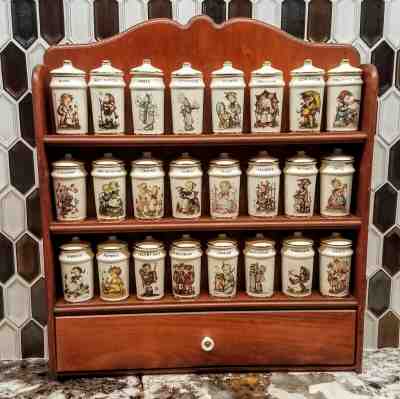 Hummel Vintage 24 Spice Jar Collection with RACK by Danbury Mint Great Condition