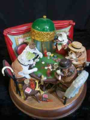 Vintage Danbury Mint The Poker Playing Bulldogs With Light Retired HTD Rare