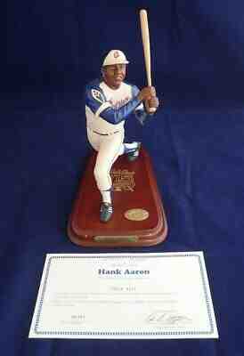 Hank Aaron Danbury Mint Figurine W/ Certificate Milwaukee Brewers