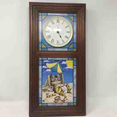 Danbury Mint Comical Cats Stained Glass Wall Clock Gary Patterson Summer 