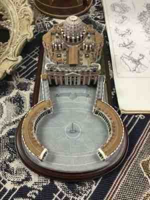 VINTAGE THE DANBURY MINT "VATICAN AND ST. PETER'S BASILICA" WITH WOOD STAND