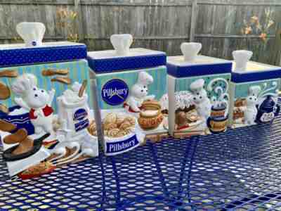 Vtg Danbury Mint Pillsbury Doughboy Ceramic Canister Set Flour Sugar Tea Coffee 