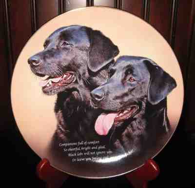 "Companions" Cherished Labrador Retrievers Plate Black Labrador Dogs Nice Poem 