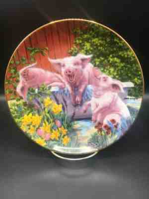 Hog Wash-Pigs In Bloom, 8 1/8 Inch Collector Plate by Danbury Mint ~