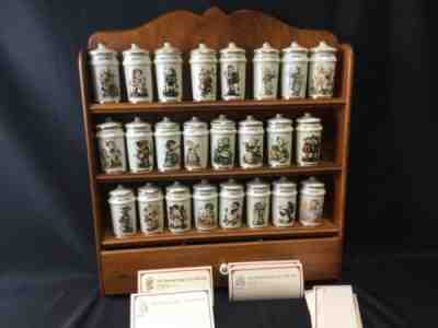 1987 Danbury Mint  24- 1987 Hummel Spice Jars with Wood Rack And Recipe Cards