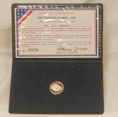 Danbury Mint Jimmy Carter Gold Presidential Inaugural Medal