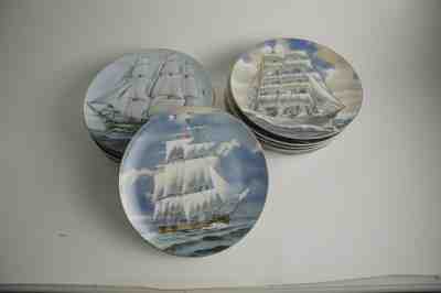 Danbury Mint Set of 12 Plates Original Box- Great American Sailing Ships w/ COA