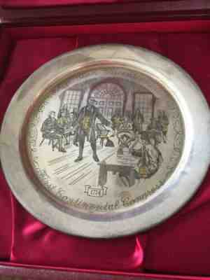 "First Continental Congress -1774" Silver Bicentennial Danbury Mint Plate 8" 