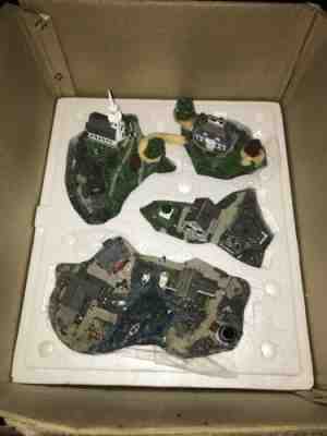 * FISHERMANS COVE * Danbury Mint 4 pc DETAILED Fishing Village Sculpture GOUGH