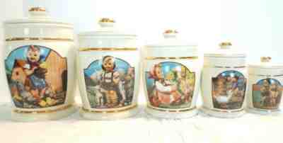 Danbury Mint M I Hummel 4 Pc Canister Collection Canisters & Cookie Jar 