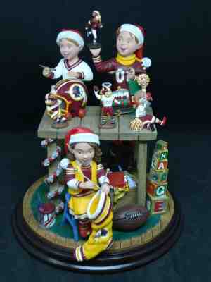 Danbury Mint WASHINGTON REDSKINS ELVES' WORKBENCH Mint Condition