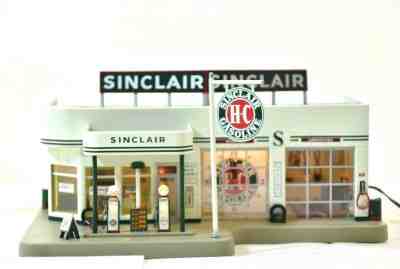 DANBURY MINT VINTAGE SINCLAIR SERVICE STATION LIGHT UP CLOCK DIORAMA DISPLAY