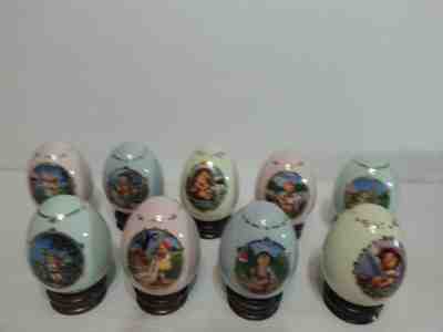 Collectible Lot of (9) MJ Hummel Porcelain Egg Collection, Danbury Mint