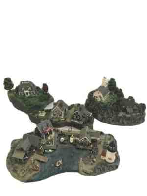 * FISHERMANS COVE * Danbury Mint 4 pc DETAILED Fishing Village Sculpture GOUGH