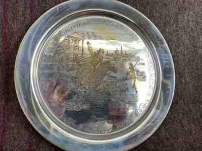 4 Danbury Mint Sterling Silver & 24K Gold American Bicentennial Plates T12