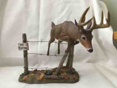 Danbury Mint "Out Of Bounds" Deer Over Fence- Magnificent Whitetails 