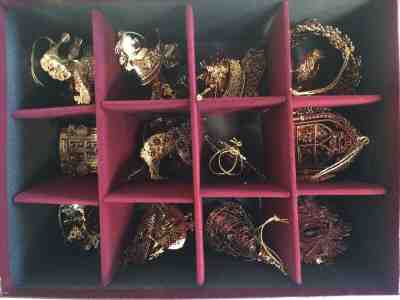 Danbury Mint Gold Christmas Ornament Collection 2015 Set of 12 w/Box 23K EPlate