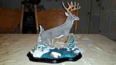 Vintage Danbury Mint White Tail Buck Sculpture GREAT WINTER WHITETAIL Nick Bibby