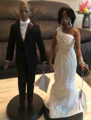 DANBURY MINT BARACK AND MICHELLE OBAMA INAUGURAL COLLECTORS DOLL SET