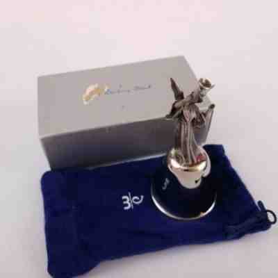 The Danbury Mint 1981 Silver Plated Christmas Bell Angel With Horn Original Box