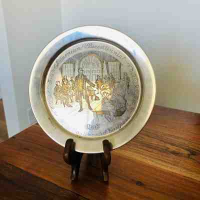 Danbury Mint Sterling Silver 24K Gold First Continental Congress 1774 Plate