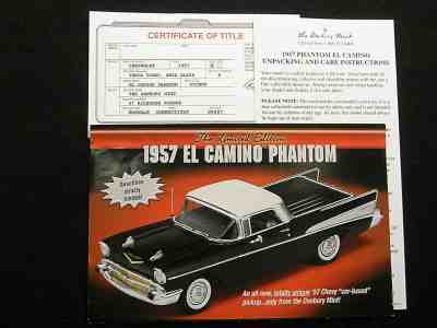 DANBURY MINT COMPLETE PAPERWORK SET - 1957 CHEVROLET EL CAMINO PHANTOM 