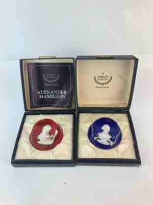 Portraits In Crystal Danbury Mint- Hamilton And Jefferson Paperweights