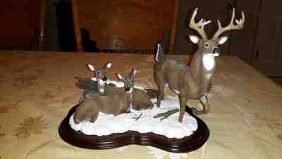 Vintage Danbury Mint White Tail Buck Sculpture WINTER REFUGE