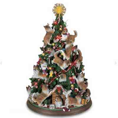 Danbury Mint Sheltie Shetland Dog Light Up Christmas Tree Rare Limited Edition