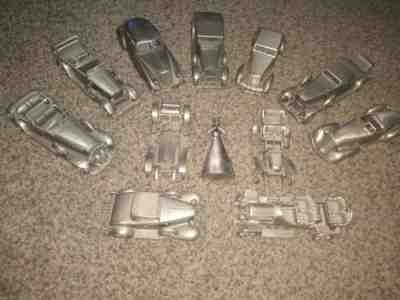Collection Of Eleven Danbury Mint Pewter Cars and a angel
