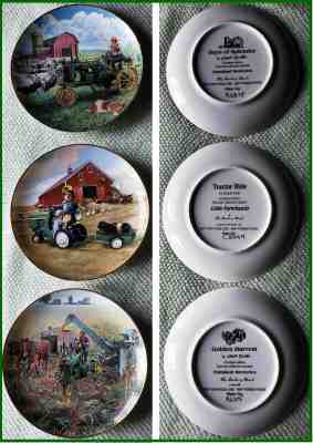 Farmland Memories Collection Danbury Mint (3) John Deere Tractor Plates Rare